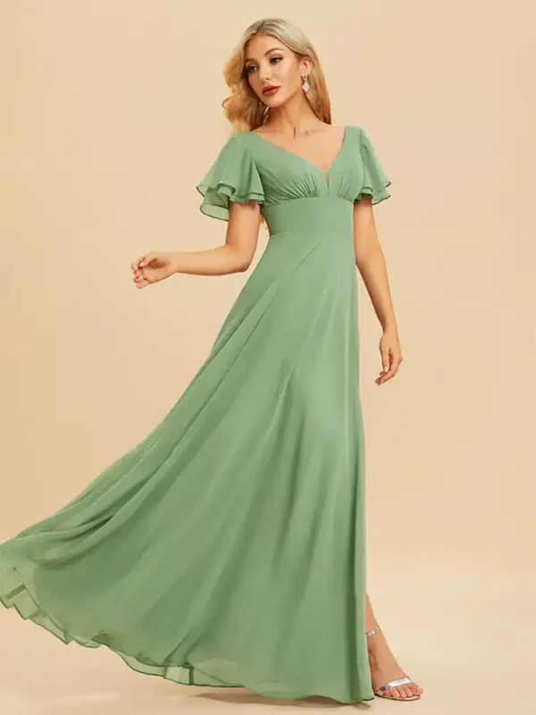 Robe témoin vert d’eau élégante et fluide : Ursule – Image 3