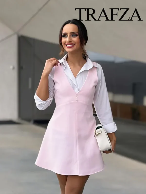 Robe trapèze rose poudré élégante : Lila – Image 4