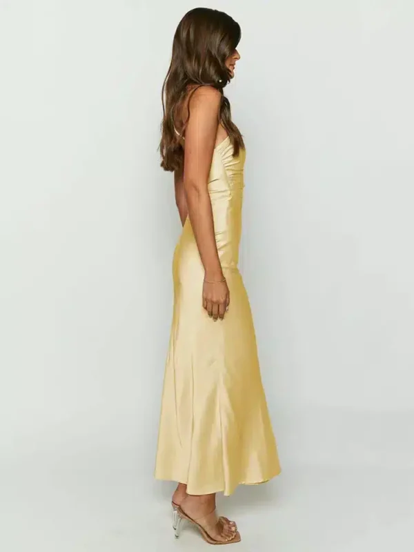 Robe couleur dorée asymétrique : Éclatante Serena – Image 3