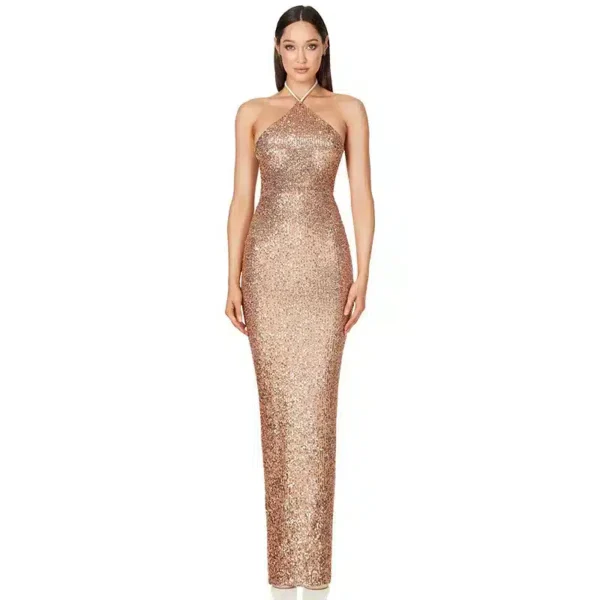 Robe longue moulante à paillettes éclatantes : Yvette – Image 3