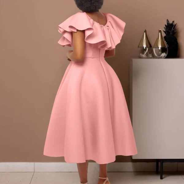 Robe de cérémonie rose poudré à volants : Nina – Image 2