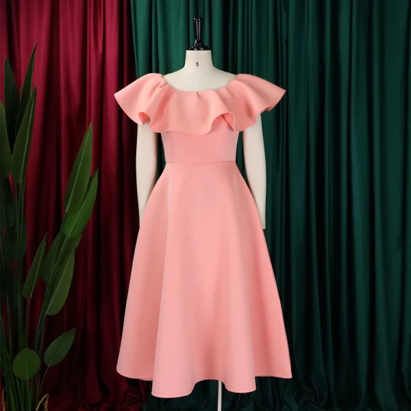 Robe de cérémonie rose poudré à volants : Nina – Image 3