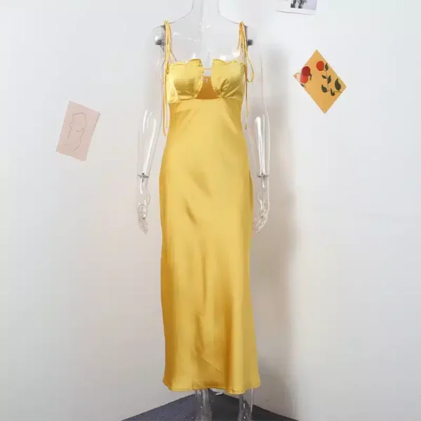 Robe bohème jaune à bretelles : Soleil – Image 5