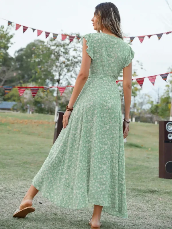 Robe fleurie vert d'eau élancée : Yasmine – Image 10