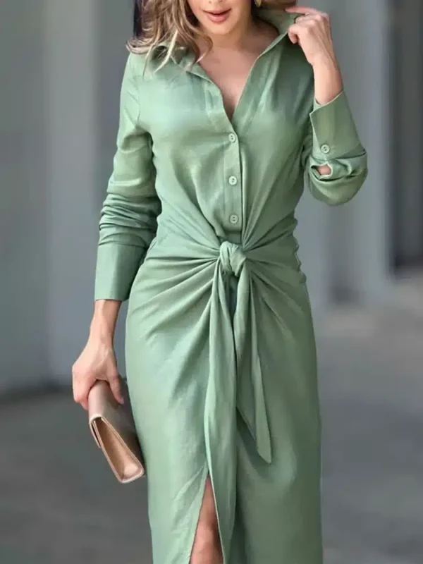 Robe chemise vert d’eau élégante : Chloé – Image 2