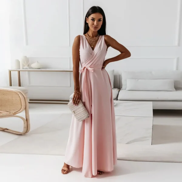 Robe de cocktail rose poudre élégante : Amélia