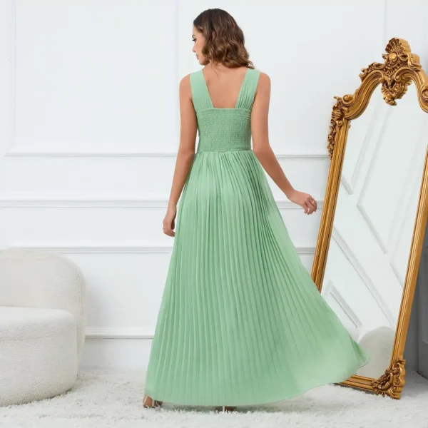 Robe longue plissée vert d'eau élégante : Zélie – Image 2