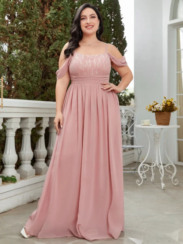 Robe élégante rose poudré à bretelles : Clara – Image 3