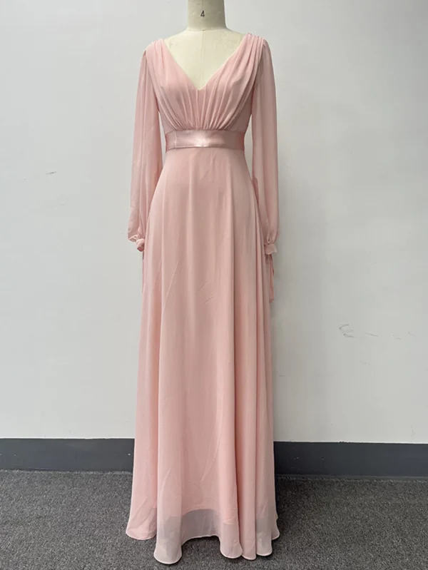 Robe rose poudré grande taille manches longues : Élise – Image 6