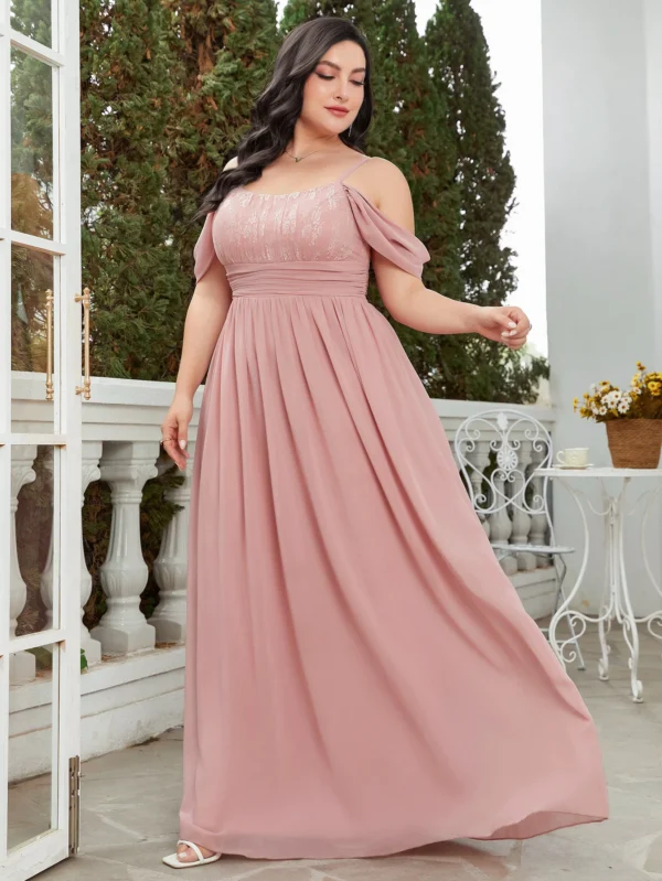 Robe élégante rose poudré à bretelles : Clara – Image 4