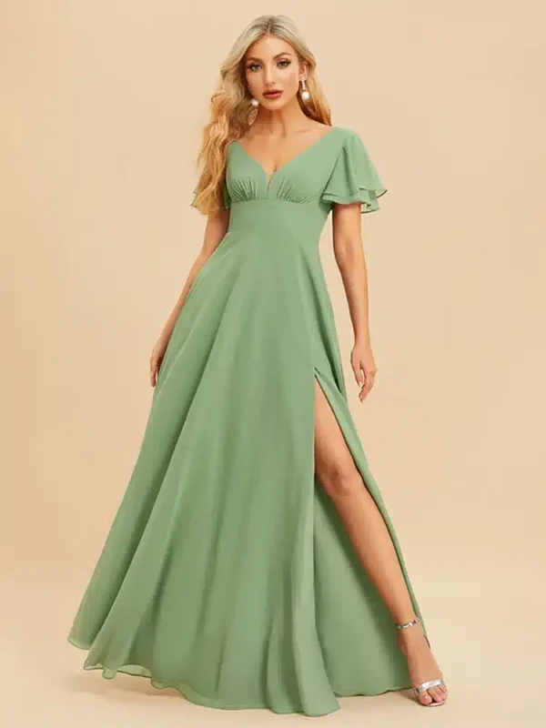 Robe mousseline vert d'eau élégante : Ondine – Image 4