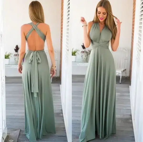 Robe dos nu vert d’eau élégante : Agathe – Image 2