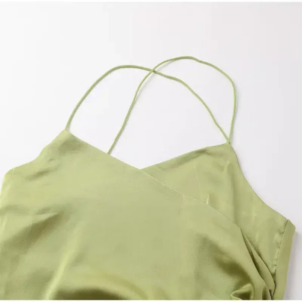 Robe soie vert d’eau élégante avec bretelles fines : Soline – Image 3