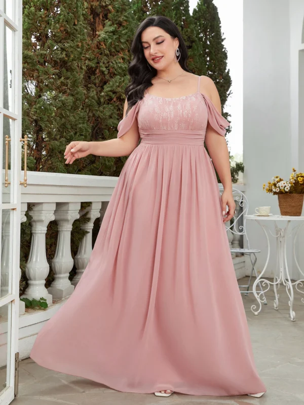 Robe élégante rose poudré à bretelles : Clara