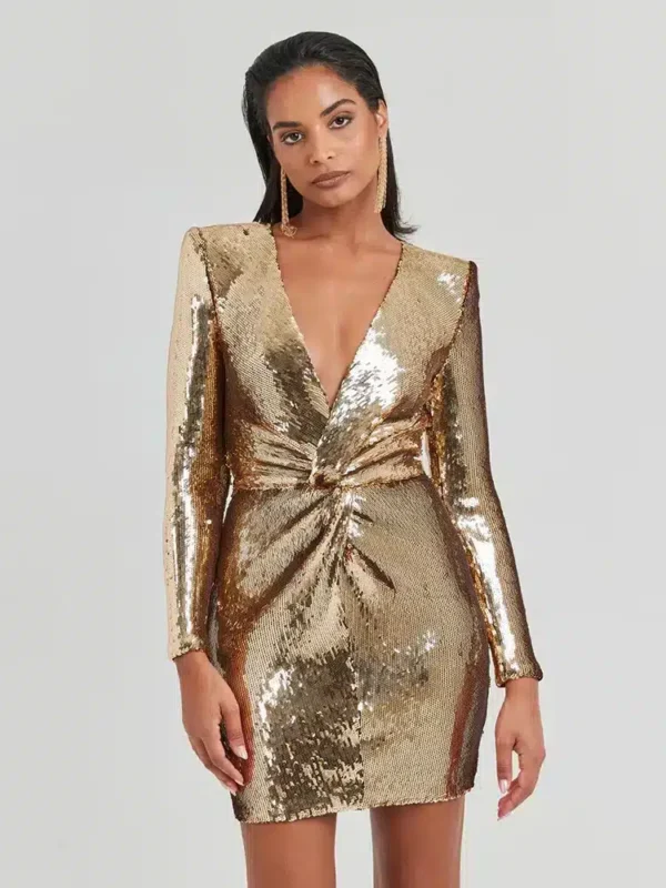 Robe courte à sequins dorés : Adèle