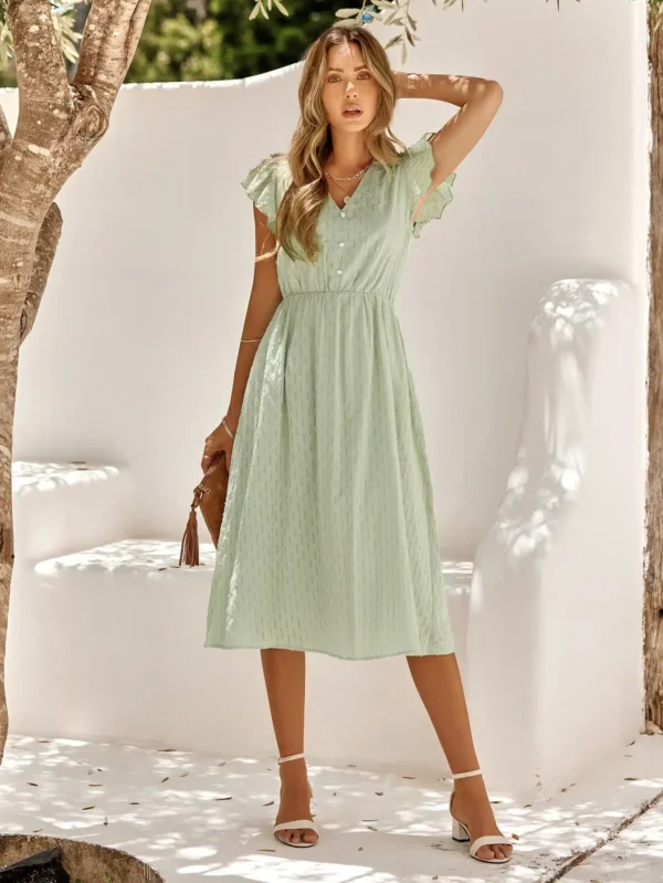 Robe bohème vert d'eau asymétrique : Tatiana – Image 4