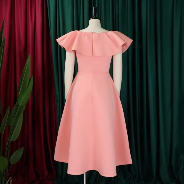 Robe de cérémonie rose poudré à volants : Nina – Image 4