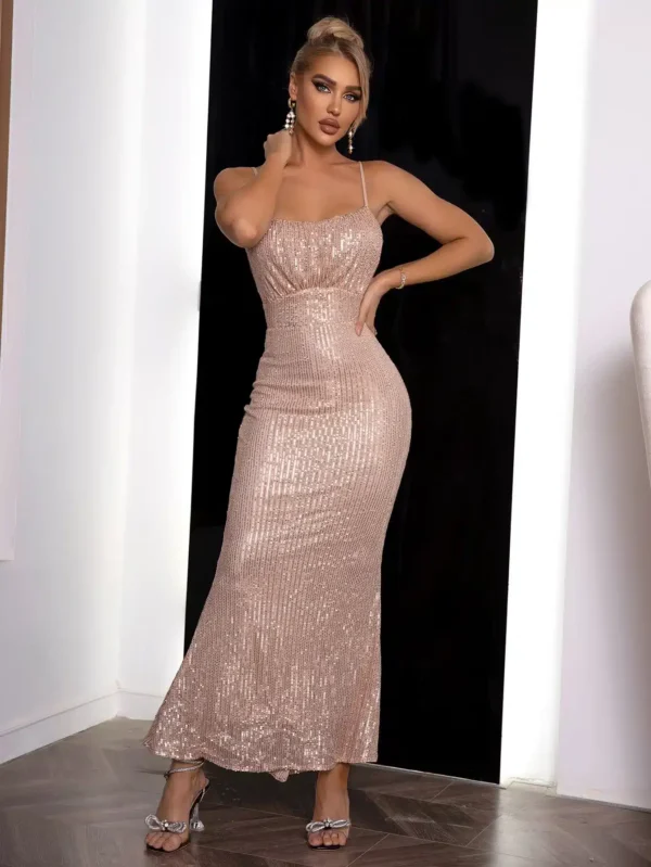 Robe brillante soirée avec sequins éclatants : Léna – Image 7