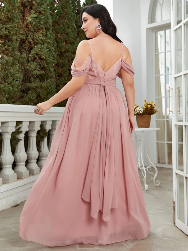 Robe élégante rose poudré à bretelles : Clara – Image 2