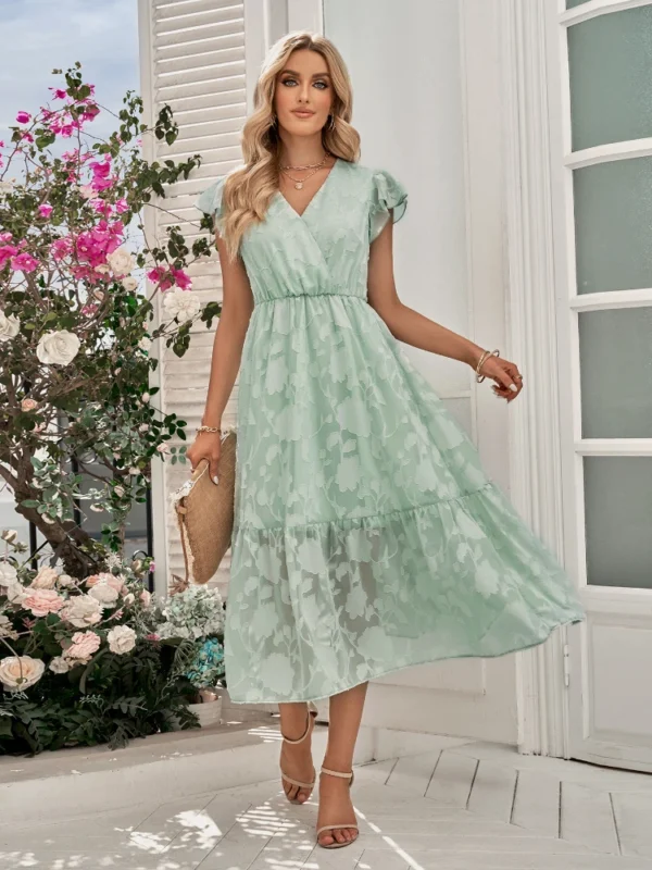 Robe champêtre vert d’eau élégante et fluide : Romane