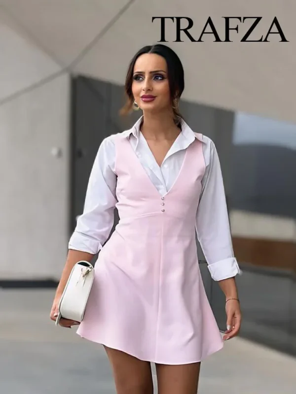 Robe trapèze rose poudré élégante : Lila – Image 6