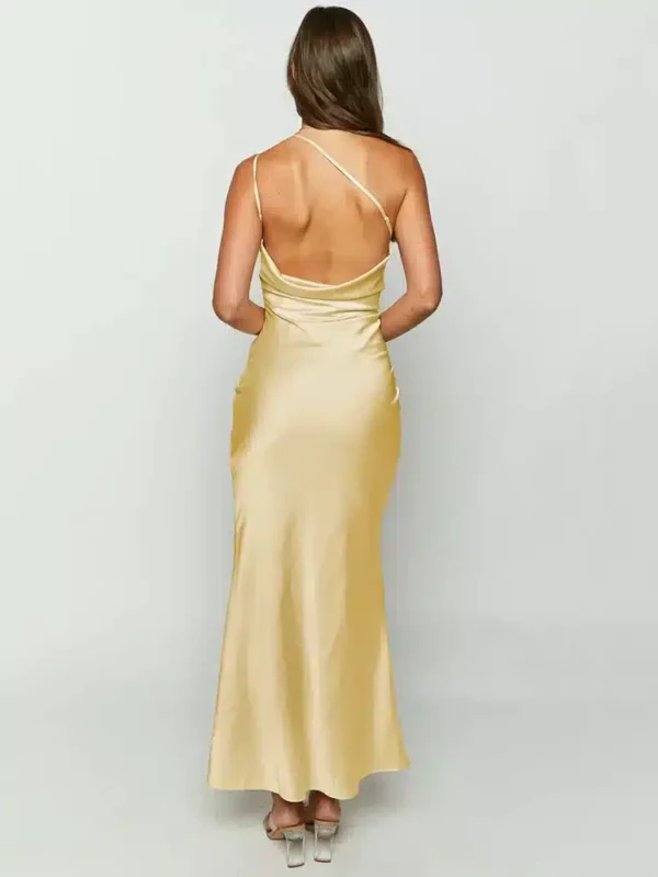 Robe couleur dorée asymétrique : Éclatante Serena – Image 4