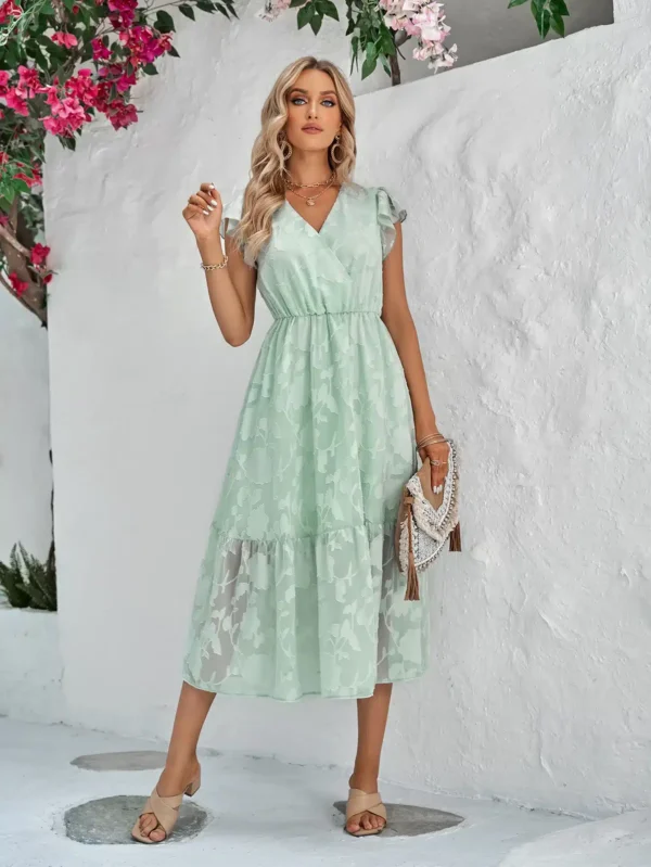 Robe champêtre vert d’eau élégante et fluide : Romane – Image 3