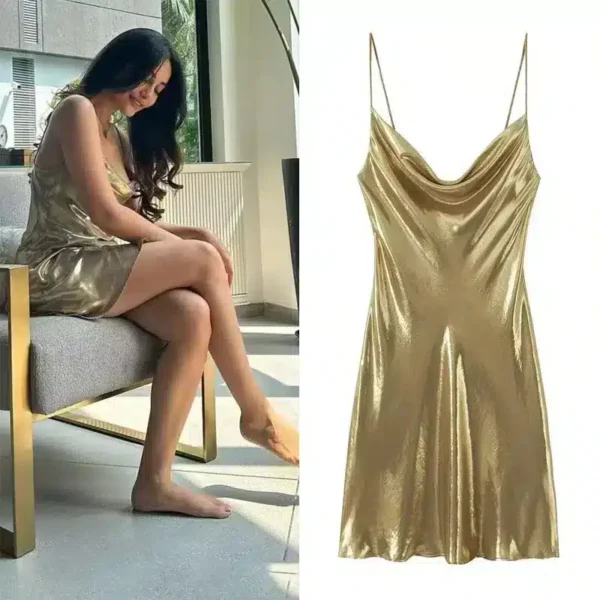 Robe gold courte glamour et élégante : Viviane