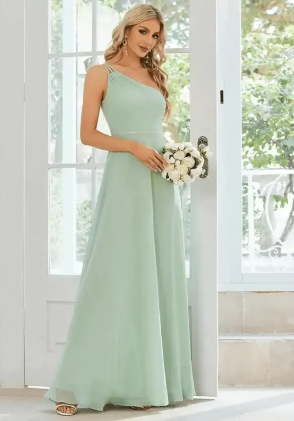 Robe bleu vert d'eau : Marine - Élégance asymétrique : Aurelia