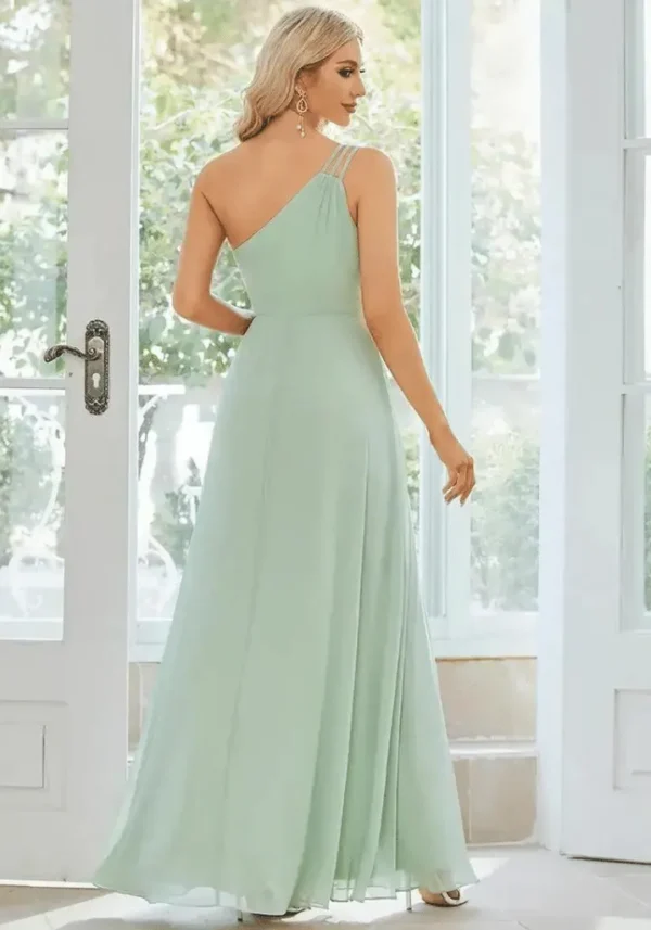 Robe bleu vert d'eau : Marine - Élégance asymétrique : Aurelia – Image 4