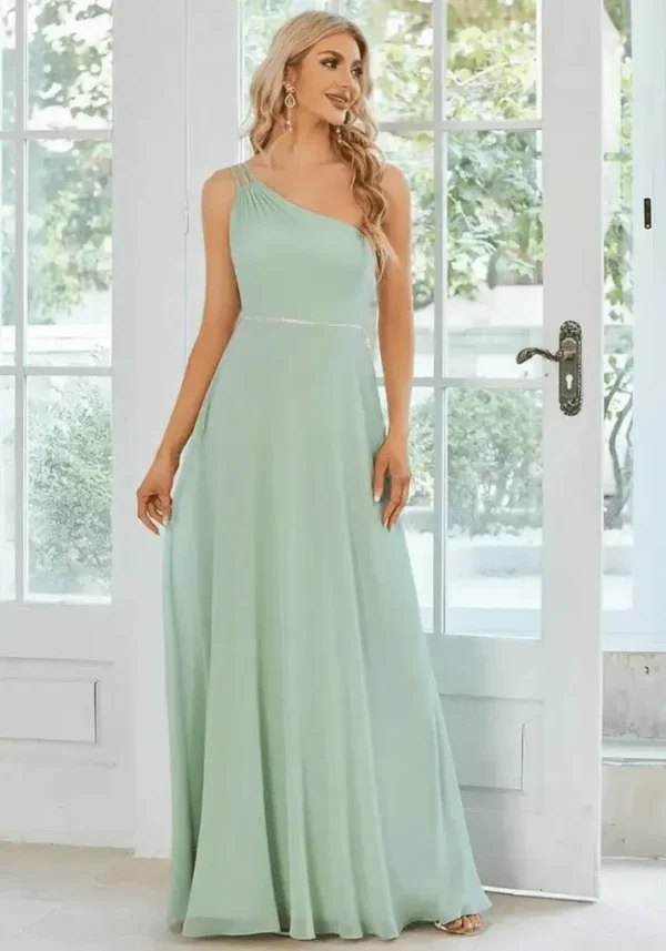 Robe bleu vert d'eau : Marine - Élégance asymétrique : Aurelia – Image 5