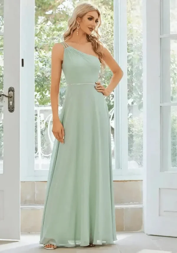 Robe bleu vert d'eau : Marine - Élégance asymétrique : Aurelia – Image 6