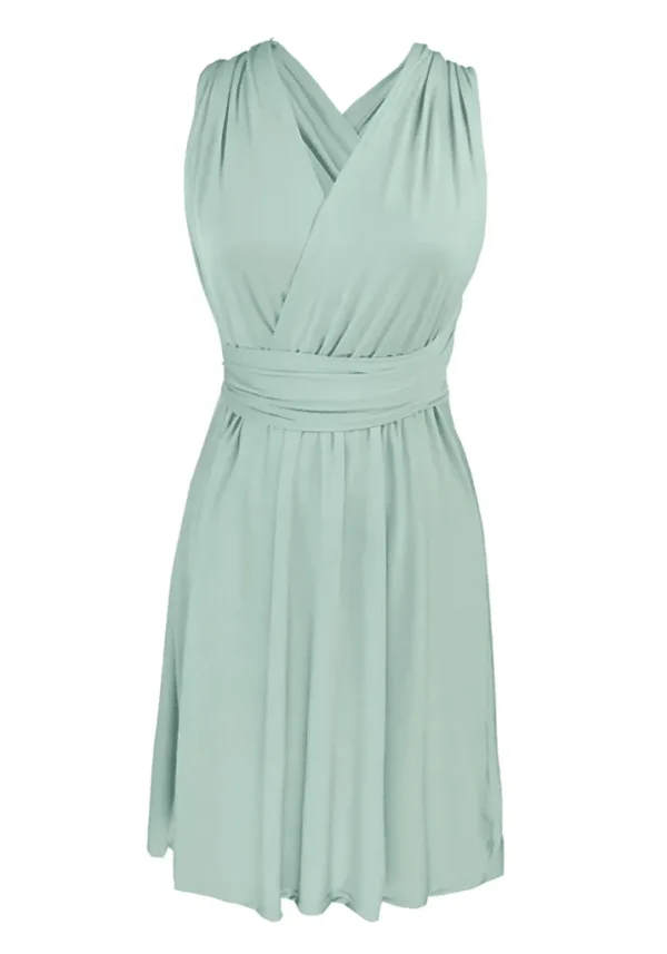 Robe courte satinée vert d’eau : Élise – Image 4