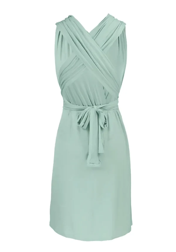 Robe courte satinée vert d’eau : Élise – Image 5