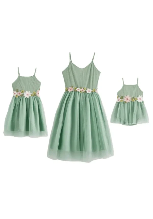 Robe fille vert d’eau avec jupe en tulle : Elina