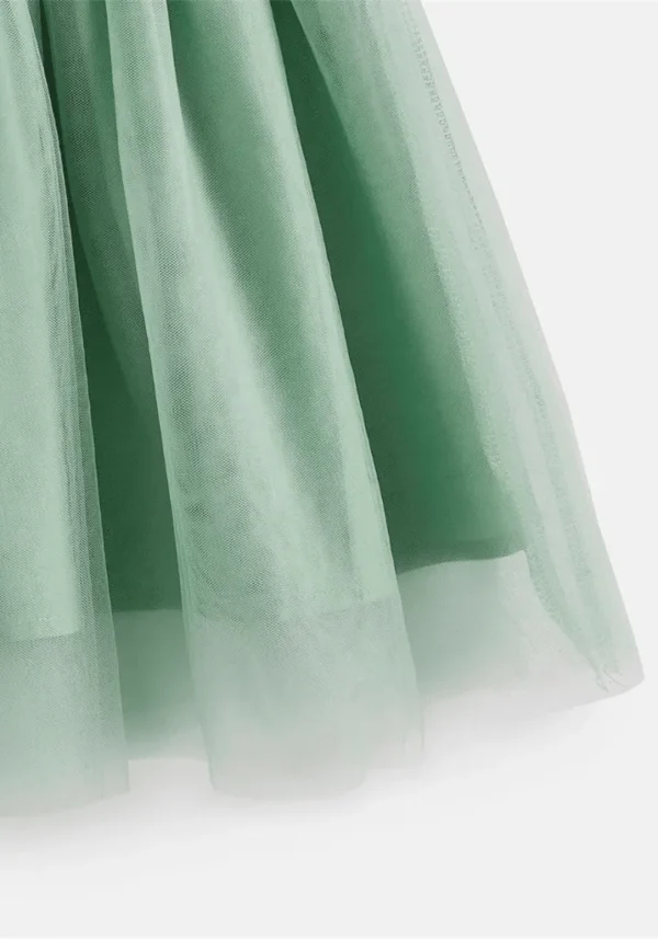 Robe fille vert d’eau avec jupe en tulle : Elina – Image 8