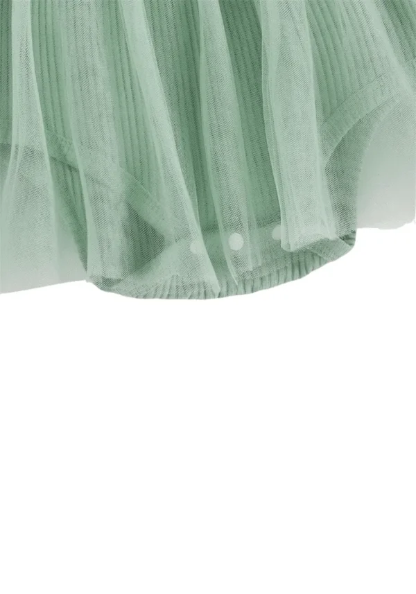 Robe fille vert d’eau avec jupe en tulle : Elina – Image 9