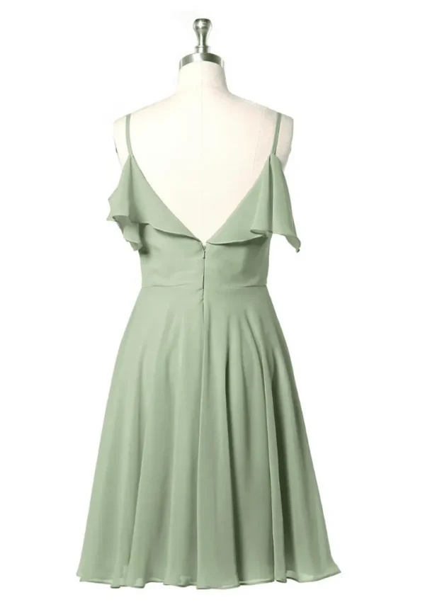 Robe mousseline vert d'eau avec épaules dénudées : Acacia – Image 4