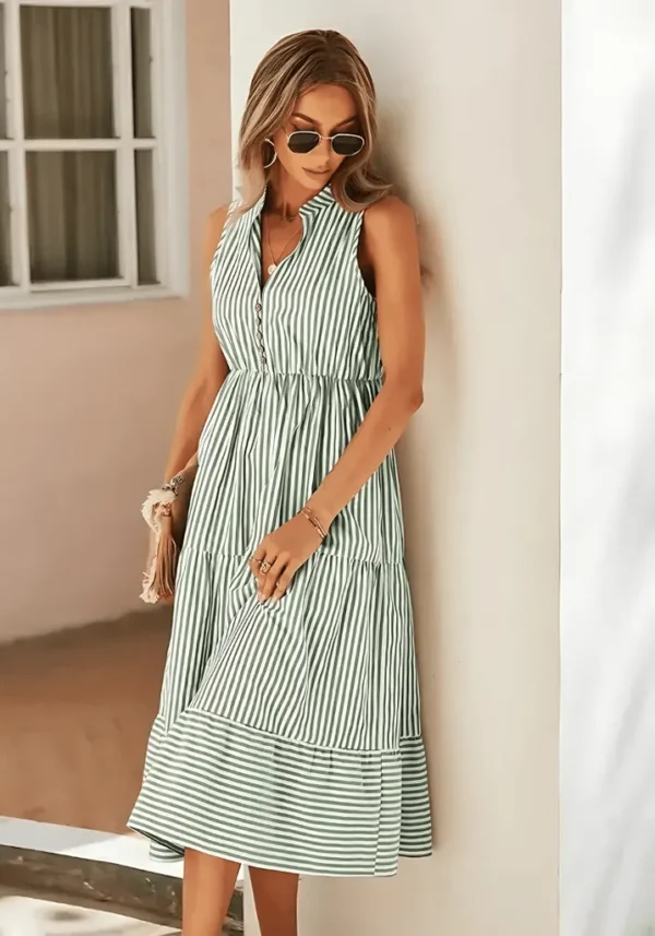 Robe provençale chic vert d’eau avec rayures : Justine – Image 4