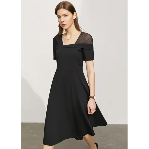 Robe tailleur décontractée noir silhouette cintrée : Élise – Image 4