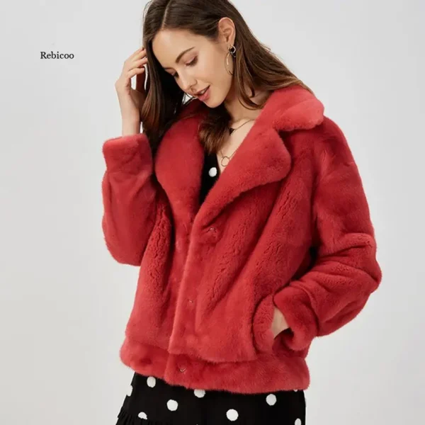 Veste moumoute rouge élégante et chaude : Claudie