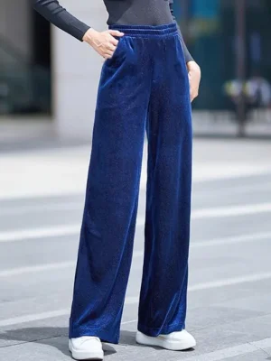 Pantalon palazzo velours bleu : Élise