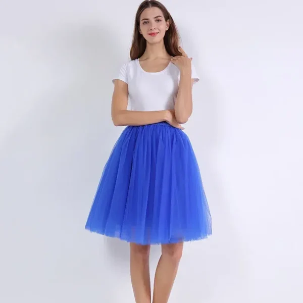 Jupe tulle midi bleu vif : Élégance