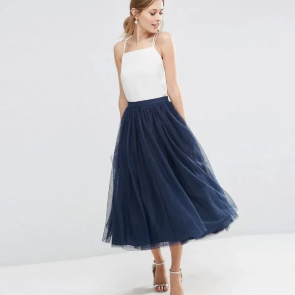 Jupe tulle bleu marine élégante : Céline – Image 2