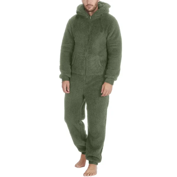 Combinaison pyjama zippée homme douillette avec capuche : Arnaud – Image 10