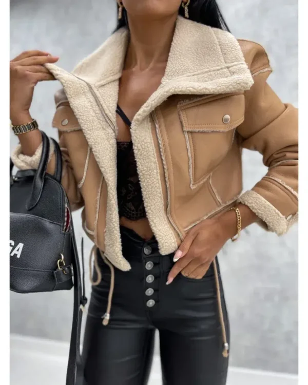 Veste simili cuir moumoute élégante : Sophie – Image 3