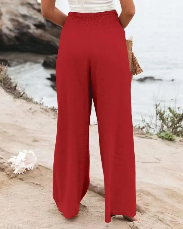 Pantalon palazzo rouge élégant et confortable : Amélia – Image 2