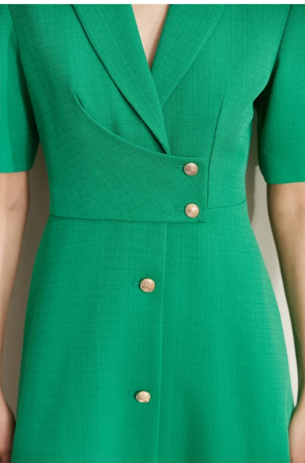 Robe tailleur verte chic avec col structuré : Margaux – Image 6