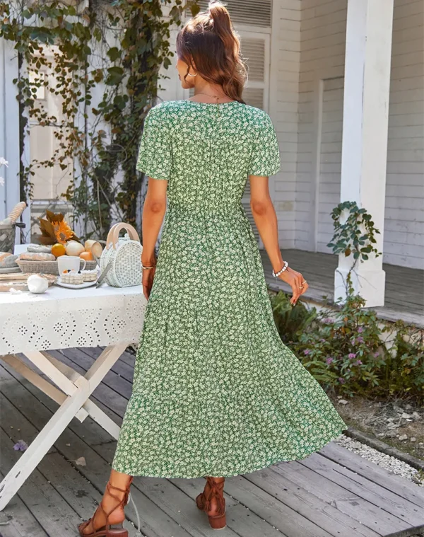 Robe verte champêtre à boutons : Clarisse – Image 5