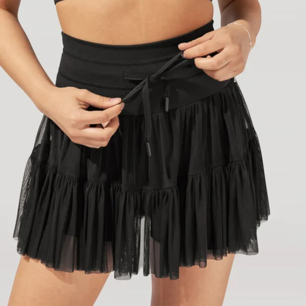 Jupe tulle courte noir avec design à volants : Élodie